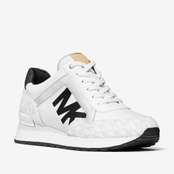 MICHAEL Michael Kors Shoes - Michael Kors Maddy two tone logo trainers white grey black silver size 6.5